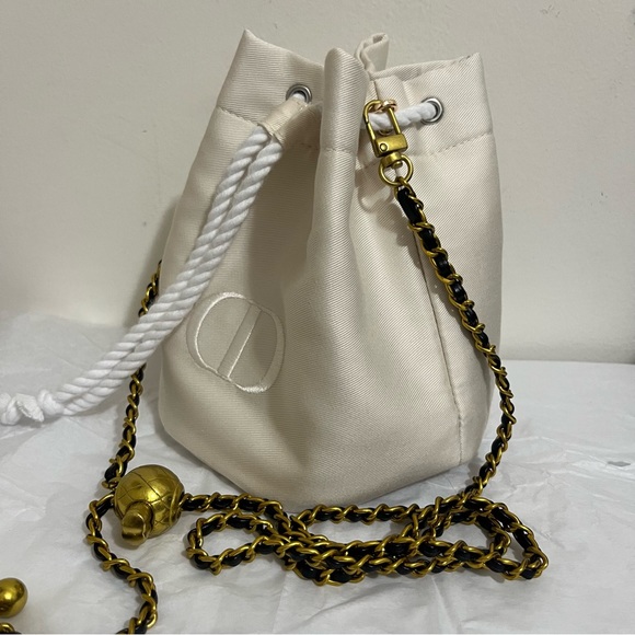 Christian Dior Drawstring Pouch Beaute Bag Crossbody Cosmetic Twill - Picture 1 of 11